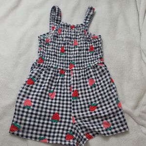Old Navy Navy Gingham Strawberry Romper